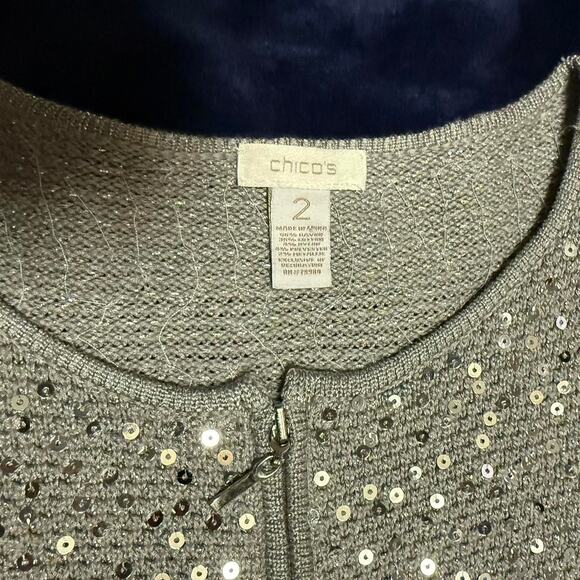 Chicos grey sequined cardigan - Picture 3 of 5